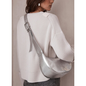 Mint Velvet Silver Leather Sling Bag